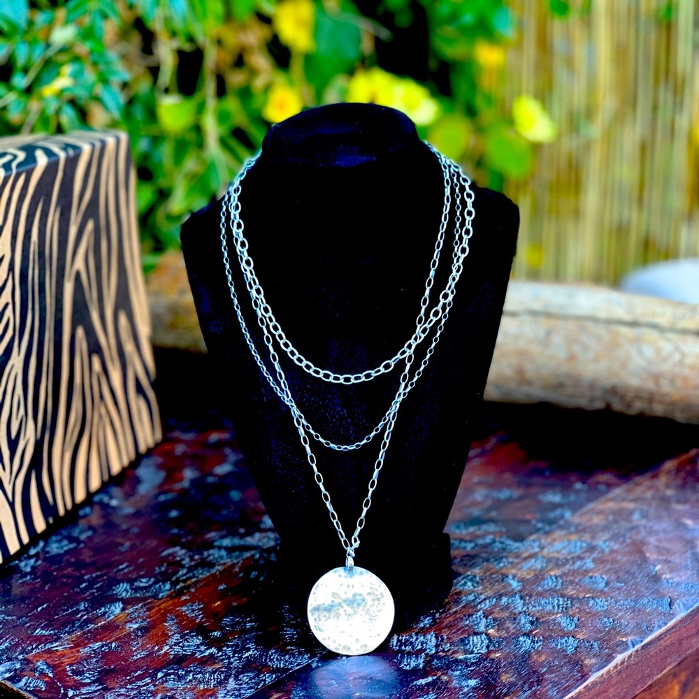 Silpada Silver Hammered 3 Layered Circle Pendant
